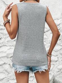 SHEIN LUNE Áo khoác và áo lót dành cho xe tăng nữ màu trơn Giải trí - Màu Xám nhạt - Xem 2