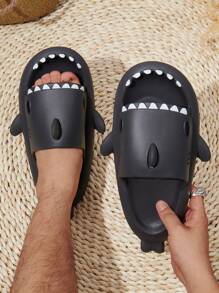 moda Zapatillas para con diseño de tiburón Chanclas - Negro - Ver 1