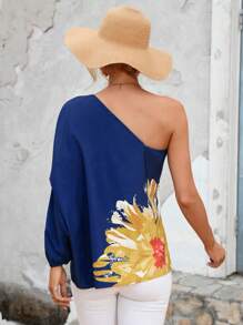 SHEIN VCAY Áo sơ mi nữ Bất đối xứng Hoa Giải trí - Nhiều màu - Xem 2