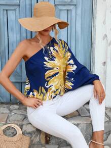 SHEIN VCAY Áo sơ mi nữ Bất đối xứng Hoa Giải trí - Nhiều màu - Xem 4