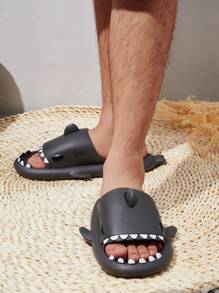 moda Zapatillas para con diseño de tiburón Chanclas - Negro - Ver 4