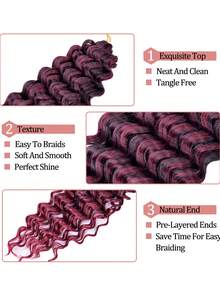 海浪钩针编织辫子，水波纹合成编织接发，22 英寸深波浪卷曲合成钩针编织接发。时尚女性派对礼物，Y2k - 漸層 - 查看 9