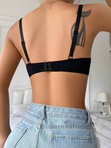 Sujetador con encaje floral con aro - Negro - Ver 2