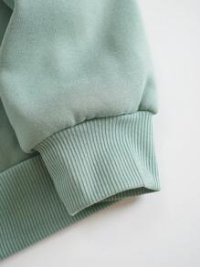 SHEIN Essnce 字母刺繡加絨內裏運動衫 - 薄荷綠 - 查看 5