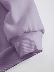 INAWLY Áo nỉ lót nhiệt họa tiết chữ, áo dài tay - Màu tím hoa cà - Xem 3