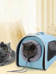 1pc Lightweight Breathable Two Tone Pet Carrier Bag For Dog And Cat For Outdoor - Royal Blue - View 1