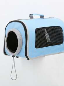 1pc Lightweight Breathable Two Tone Pet Carrier Bag For Dog And Cat For Outdoor - Royal Blue - View 3