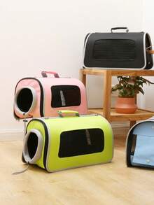 1pc Lightweight Breathable Two Tone Pet Carrier Bag For Dog And Cat For Outdoor - Royal Blue - View 4