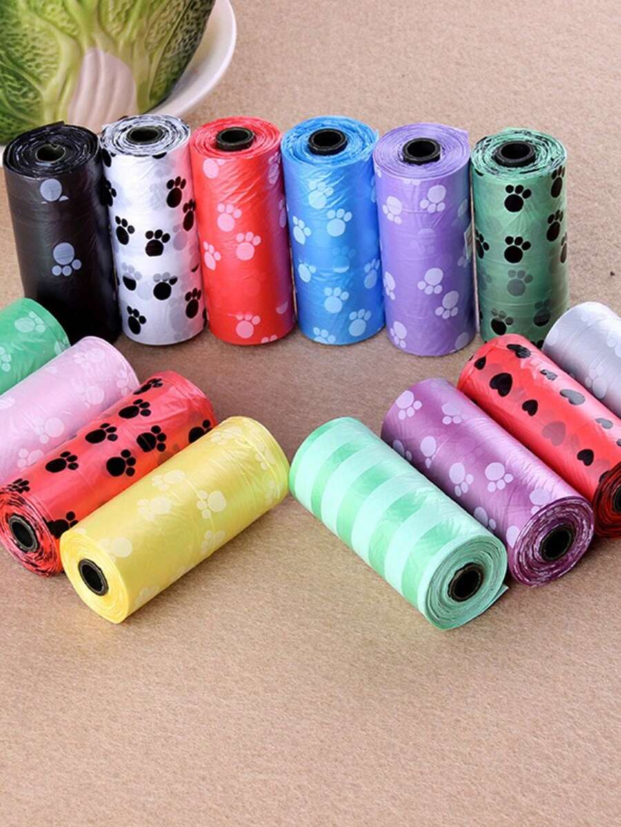 8rolls Paw Pattern Random Pet Poopbag For Dog And Cat For All Season - Nhiều màu - Xem 1