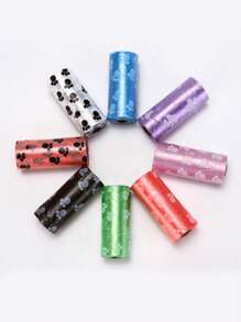 8rolls Paw Pattern Random Pet Poopbag For Dog And Cat For All Season - Nhiều màu - Xem 3