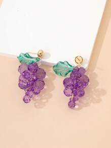 1 đôi bông tai giọt nho đính cườm thời trang cho phụ nữ để trang trí hàng ngày - Nhiều màu - Xem 2