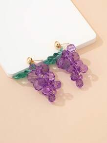 1 đôi bông tai giọt nho đính cườm thời trang cho phụ nữ để trang trí hàng ngày - Nhiều màu - Xem 3