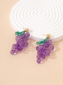 1 đôi bông tai giọt nho đính cườm thời trang cho phụ nữ để trang trí hàng ngày - Nhiều màu - Xem 5