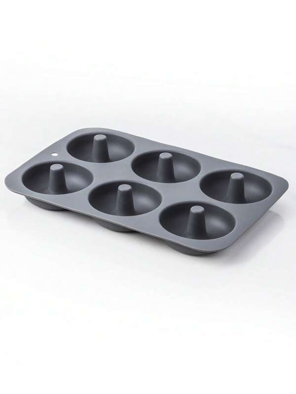 SHEIN Basic living 1 pieza Molde múltiple de cuadros gris dónut en forma de pastel de silicona con pan para DIY