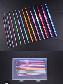 1盒/12入組鋁製鉤針,可用於編織,尺寸為2.0-10.0mm - 彩色 - 查看 2