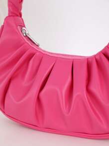1pc Girls Solid Colour Zipper Square Bag - Hot Pink - View 7