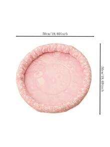 1pc Flower & Bear Pattern Round Pet Bed For Dog And Cat For Sleeping - Pink - View 2