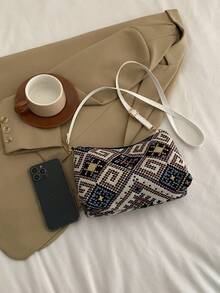 Bolso vagabundo pequeño vintage Patrón geométrico color combinado - Multicolor - Ver 4