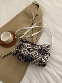 Bolso vagabundo pequeño vintage Patrón geométrico color combinado - Multicolor - Ver 6