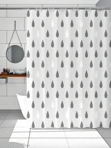 1 Màn Tắm Họa Tiết Giọt Nước, EVA Hiện Đại Chống Nước Màn Tắm Cho Phòng Tắm - Đen và trắng - Xem 1