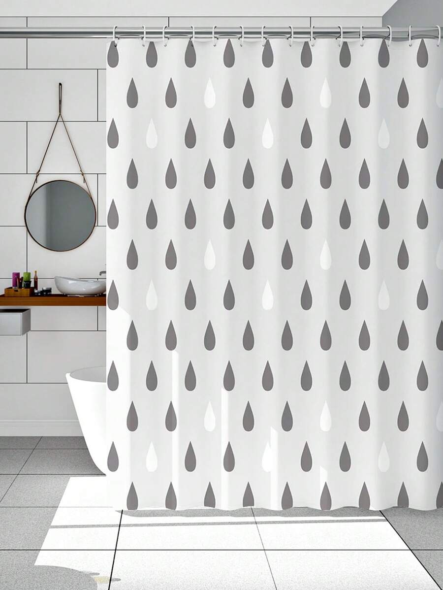 1 Màn Tắm Họa Tiết Giọt Nước, EVA Hiện Đại Chống Nước Màn Tắm Cho Phòng Tắm - Đen và trắng - Xem 1
