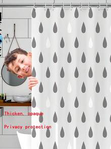 1 Màn Tắm Họa Tiết Giọt Nước, EVA Hiện Đại Chống Nước Màn Tắm Cho Phòng Tắm - Đen và trắng - Xem 3