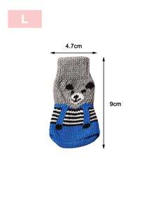 4入组四季皆宜貓狗卡通圖案寵物襪