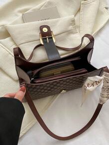 A Của phụ nữ Retro Thời trang Màu sắc Tương phản Túi đeo vai , Thanh lịch Ánh sáng sang trọng Túi nách Da giả , Giải trí Nhỏ bé Túi Vuông , Thích hợp Đối với Của phụ nữ Sử dụng hàng ngày - Cà phê nâu - Xem 6