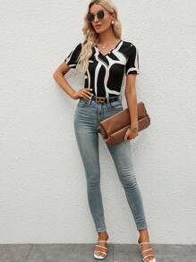 SHEIN LUNE Áo thun nữ Đồ họa Giải trí - Nhiều màu - Xem 6