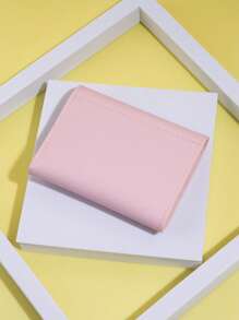 女式花卉圖案小錢包卡片收納盒，簡約的迷你手提包零錢袋，日常使用 - 淺粉色 - 查看 2