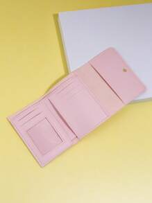 女式花卉圖案小錢包卡片收納盒，簡約的迷你手提包零錢袋，日常使用 - 淺粉色 - 查看 3