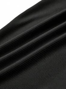 ROMWE Goth 骷髅圖案喇叭褲 - 黑色 - 查看 3