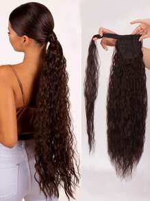 Tóc Dài Xoăn Đuôi Ngựa Tổng Hợp - Dark Brown - Xem 1