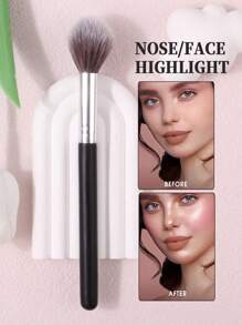 1pc High-End Blush Brush, Ultra Soft Flame-Shaped Highlighter Brush For Daily Makeup, Unisex,Foundation Brush,Concealer Brush,Blush Brush,Contour Brush,Blush Brush,Bronzer Brush,Powder Brush,Foundation Brush,Blush Brush,Giveaways - Black - View 2