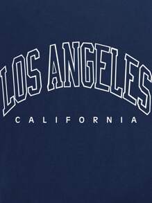 INAWLY Letter Graphic Tee Graphic Tees Women Tops - Navy Blue - View 3