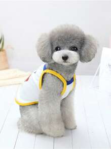 1入組卡通狗樣式寵物背心適用於貓和狗狗適合夏天 - 彩色 - 查看 3