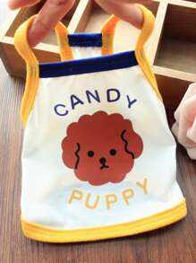 1入組卡通狗樣式寵物背心適用於貓和狗狗適合夏天 - 彩色 - 查看 4