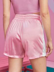 The Powerpuff Girls | ROMWE Quần đùi nữ Túi Hoạt hình Lá thư Giải trí - Hồng - Xem 2