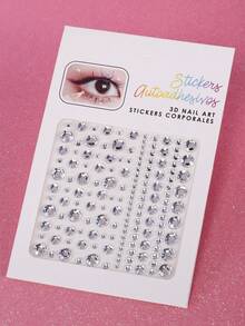 1sheet Rhinestone Face Tattoo Sticker - White - View 5