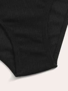 DAZY Ruffle Trim Lace Up Back One Piece Swimsuit - Black - View 4