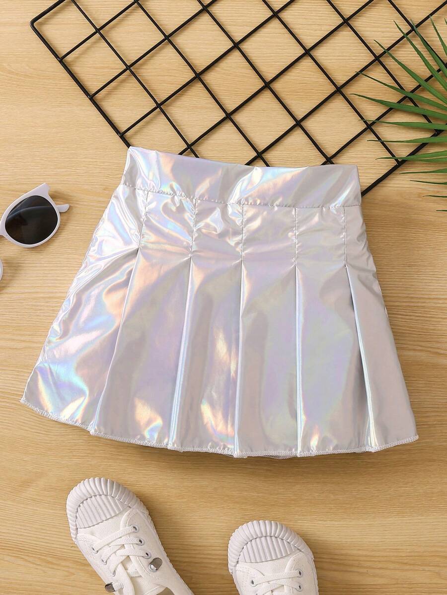 SHEIN Váy Midi Xếp Ly Thanh Lịch Cho Bé Gái Mùa Hè - Nhiều màu - Xem 1