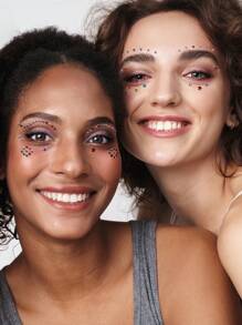 1 hoja Pegatina de tatuaje de ojo con diamante de imitación - Multicolor - Ver 1