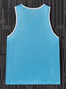 Manfinity VCAY Áo thun & Áo lót Nam Đắp vá Tương phản ràng buộc Lá thư Giải trí - Màu xanh nhạt - Xem 2