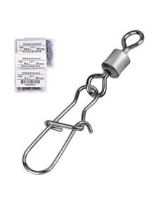 Bộ 50 Câu Cá Bằng Thép Không Gỉ Đầu Nối Pin Chịu Lực Cán Xoay Ốp Dụ Móc Câu - màu đen - Xem 1