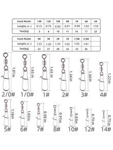 Bộ 50 Câu Cá Bằng Thép Không Gỉ Đầu Nối Pin Chịu Lực Cán Xoay Ốp Dụ Móc Câu - màu đen - Xem 2