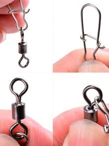 Bộ 50 Câu Cá Bằng Thép Không Gỉ Đầu Nối Pin Chịu Lực Cán Xoay Ốp Dụ Móc Câu - màu đen - Xem 5