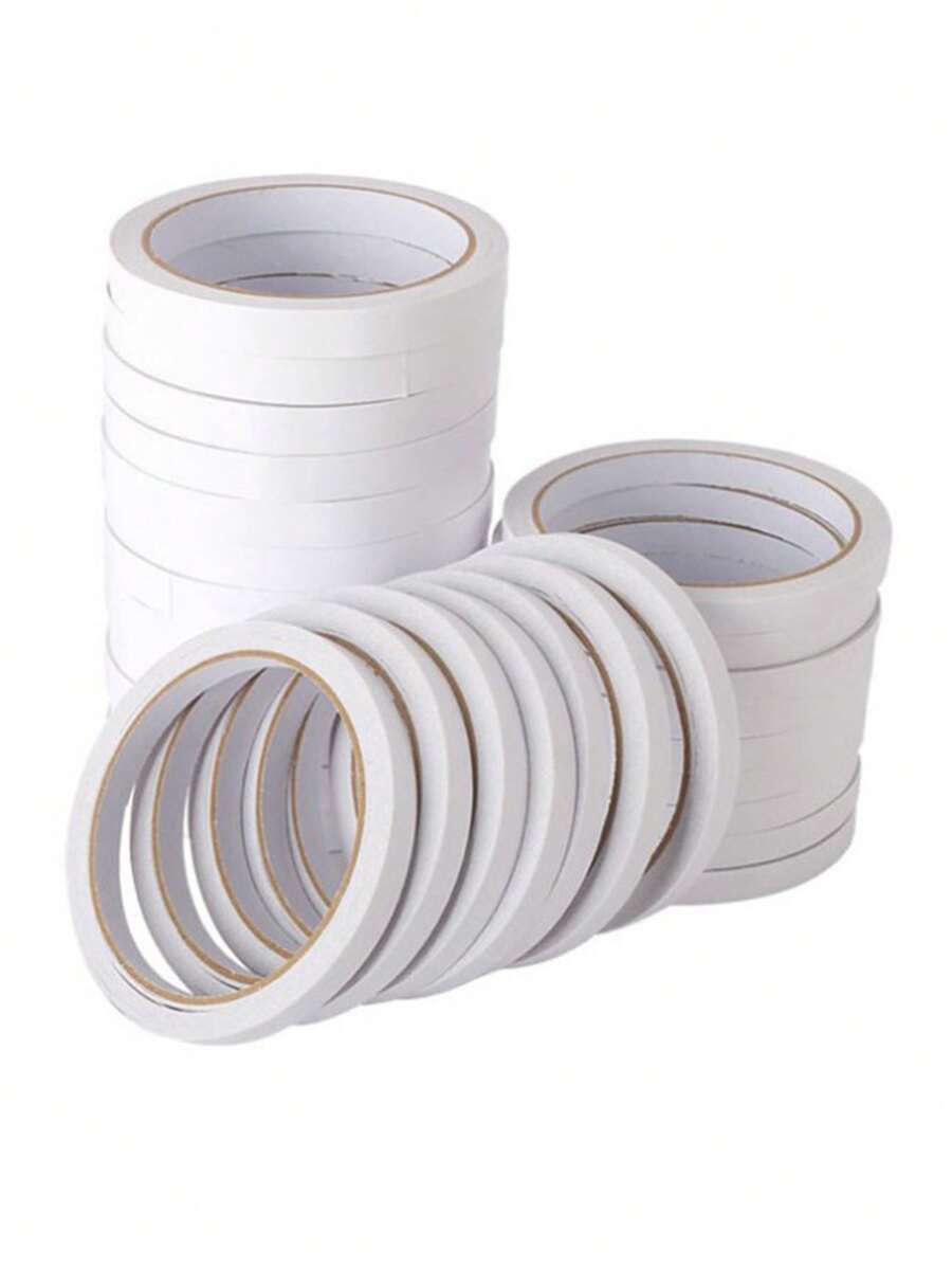 10pcs/5pcs Pack 6.5m Double-Sided Tape, Tear By Hand, For Students' Handicrafts And Office Use, Strong Adhesive - White - View 1