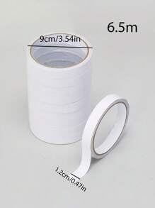 10pcs/5pcs Pack 6.5m Double-Sided Tape, Tear By Hand, For Students' Handicrafts And Office Use, Strong Adhesive - White - View 2