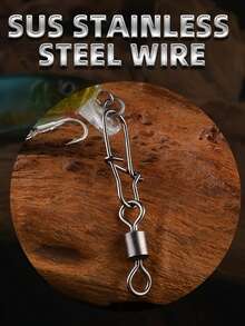 Bộ 50 Câu Cá Bằng Thép Không Gỉ Đầu Nối Pin Chịu Lực Cán Xoay Ốp Dụ Móc Câu - màu đen - Xem 7