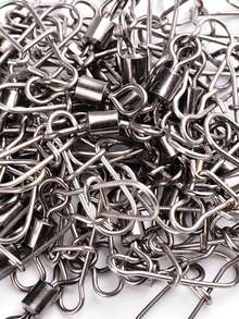 Bộ 50 Câu Cá Bằng Thép Không Gỉ Đầu Nối Pin Chịu Lực Cán Xoay Ốp Dụ Móc Câu - màu đen - Xem 9